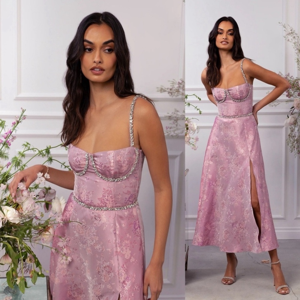 V. Chapman Cora floral Brocade Dress Orchid Haze Windsor